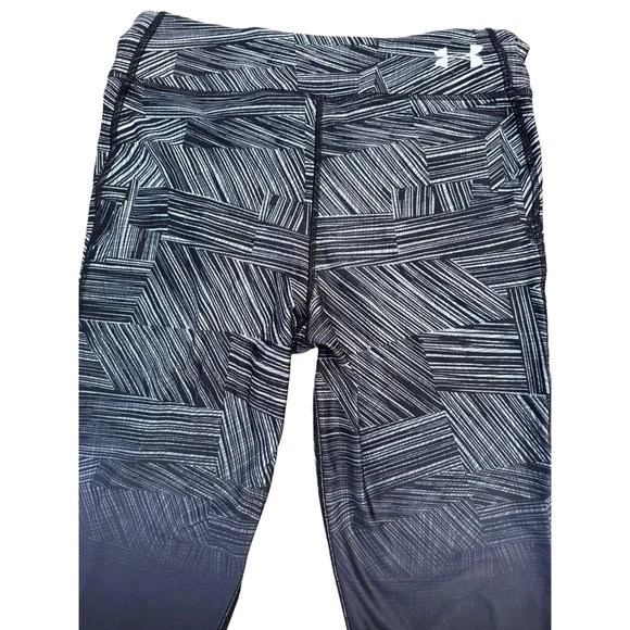 Under Armour Womens Leggings Size M/L Black White Geometric Ombre Activewear Gym - Picture 3 of 12